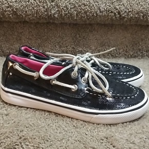 Sequin Lace Up Sperry - Picture 1 of 3
